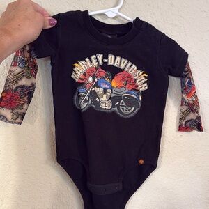 Harley-Davidson Black and Multicolor Kids Bodysuit